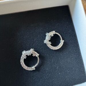 Yurman Inspired Silver Hoop Earrings
